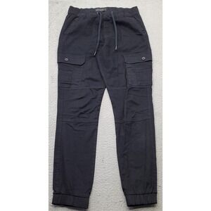 Vertical Sports Jogger Pants Mens Medium Black Cargo Pockets Stretch Drawstring